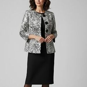 JM Collection Women's Black and White Patterned Coat Size M